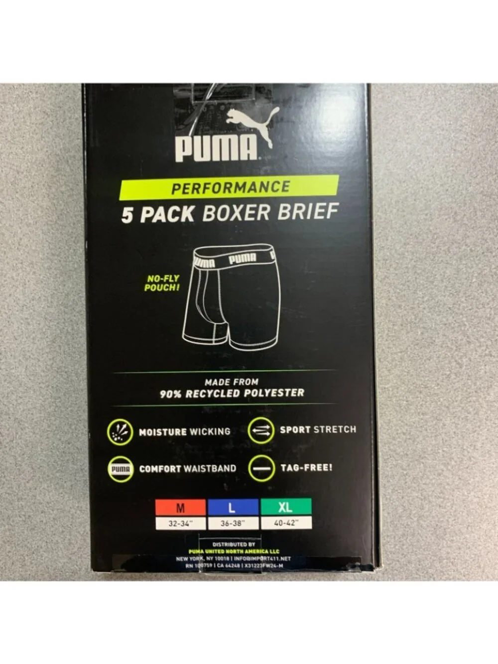 NWT Puma Men's XL 5-Pack Boxer Briefs Sportluxe Performance Moisture Wicking